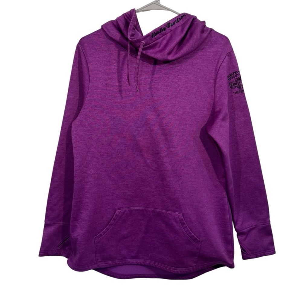 Harley Davidson Purple Mock Neck Hoodie Sweatshirt